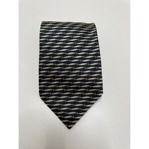 Altea Milano 100% Silk Tie Navy Blue Wavy StripeMade in Italy Office Prep Luxury